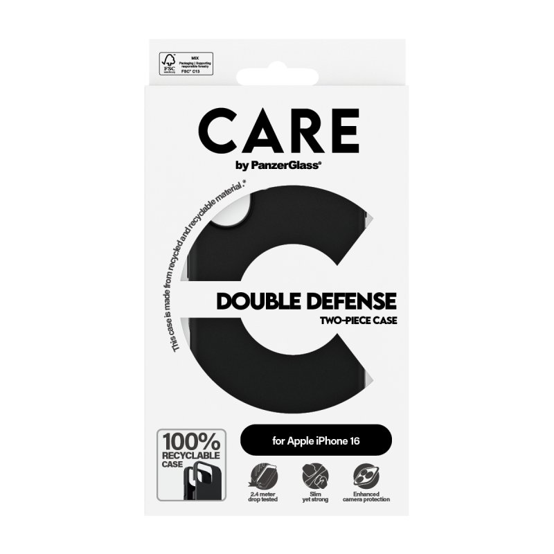 PanzerGlass CARE by Feature Case Double Defense Black iPhone 16
