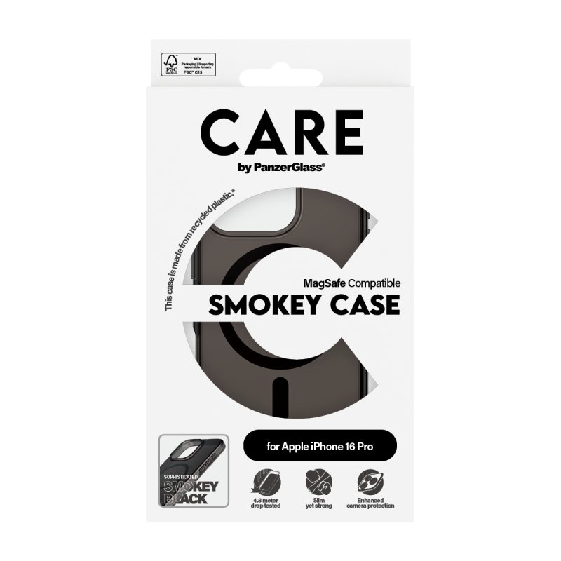 PanzerGlass CARE by Flagship Case Smokey Urban Combat w. Black MagSafe iPhone 16 Pro coque de protection pour