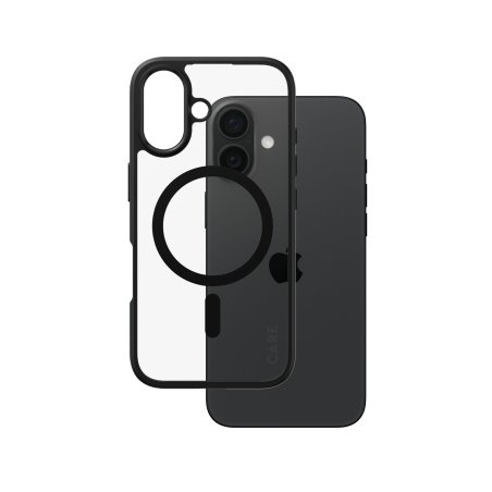 PanzerGlass CARE by Flagship Case Transparent Urban Combat w. Black Frame & MagSafe iPhone 16