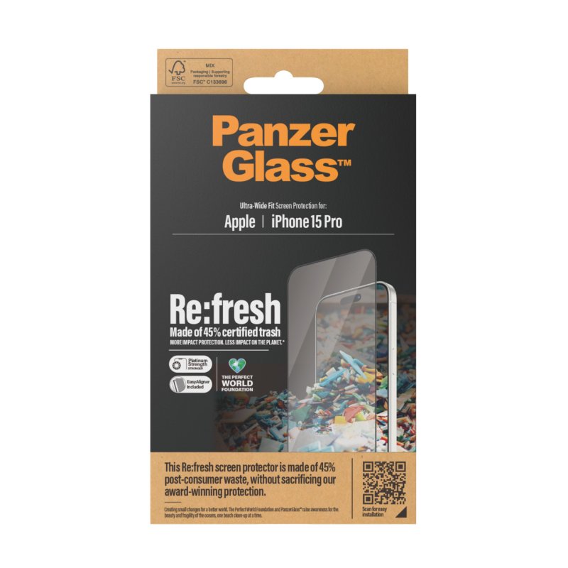 PanzerGlass iPhone 15 Pro. Refresh UWF w. Aligner