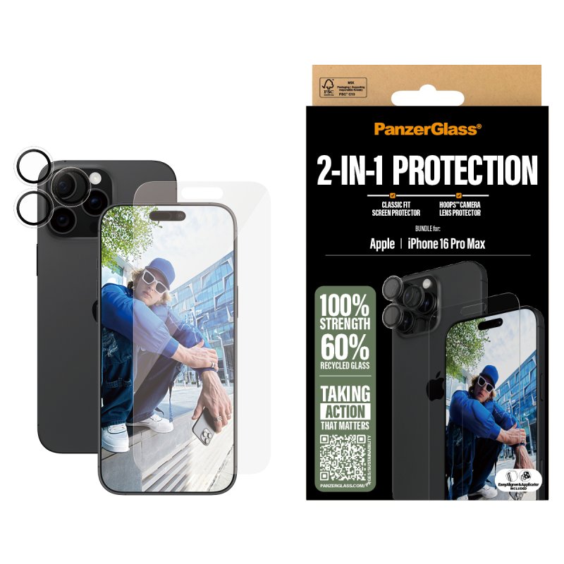 PanzerGlass 2-in-1 Bundle iPhone 16 Pro Max Protection d'écran transparent Apple 1 pièce(s)