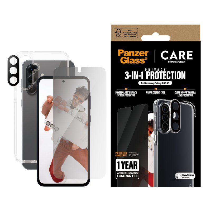 PanzerGlass CARE by Flagship 3-in-1 Privacy Bundle Samsung Galaxy A56 5G Protection d'écran transparent 1 pièce(s)