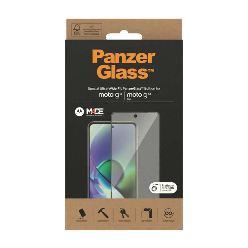 PanzerGlass Screen Protector Motorola G14 | G54 5G | Ultra-Wide Fit Protection d'écran transparent 1 pièce(s)