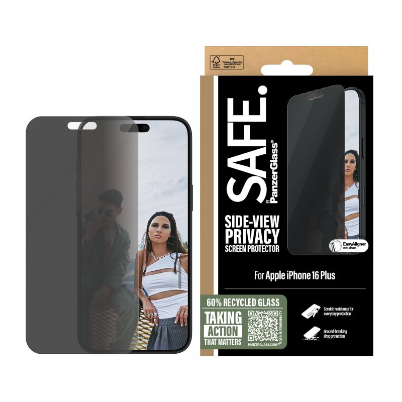 PanzerGlass SAFE. by Privacy Screen Protector iPhone 16 Plus | 15 Plus | Ultra-Wide Fit Protection d'écran