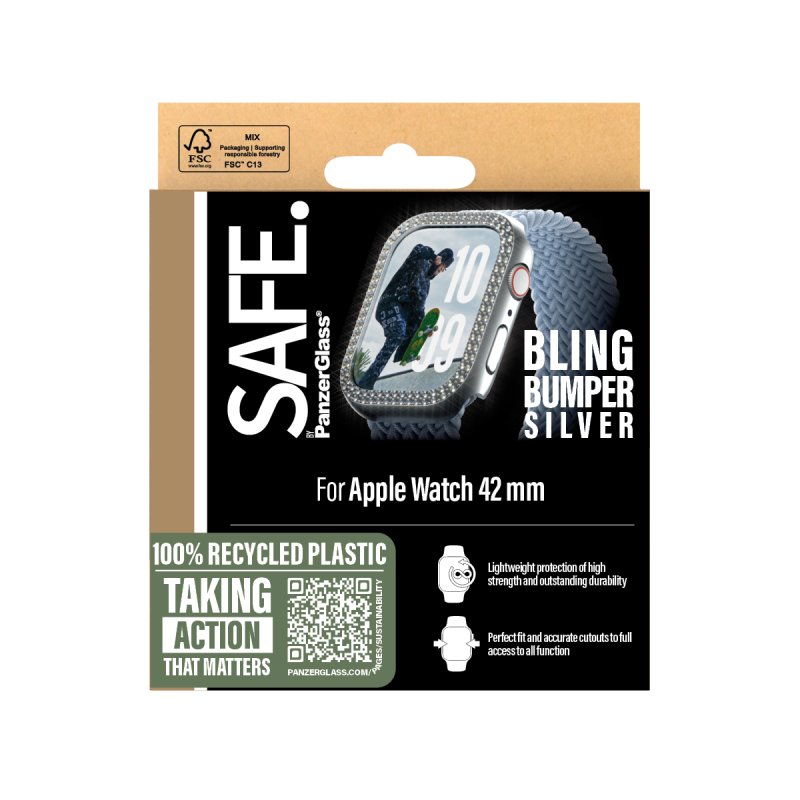 PanzerGlass SAFE. by Bling Bumper Silver Apple Watch Series 10 | 42mm