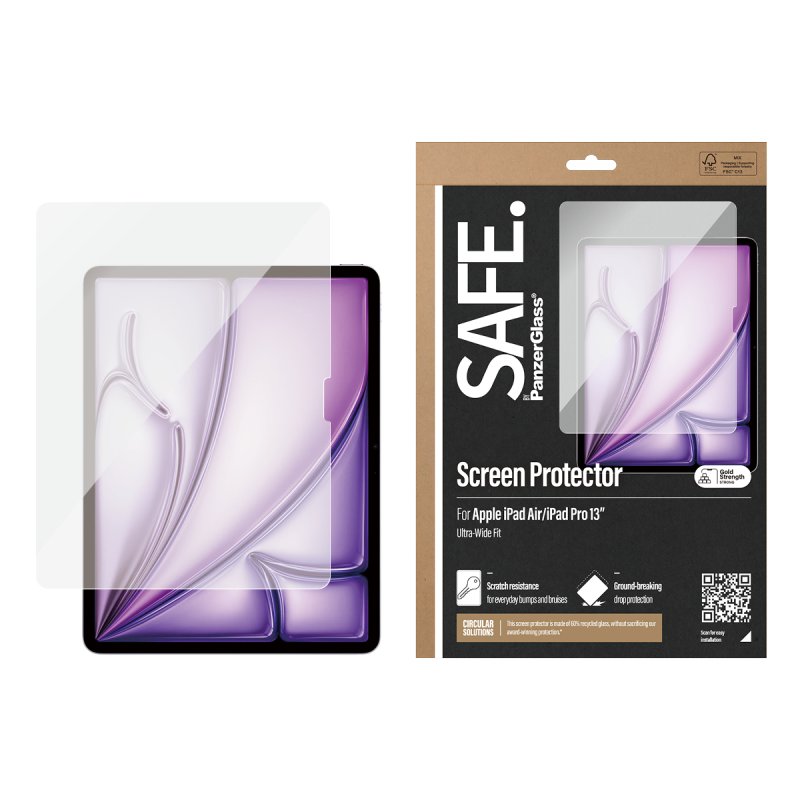 PanzerGlass SAFE. by Screen Protector iPad Pro 13'' (2024) | iPad Air 13'' (2024-2025) | Ultra-Wide Fit Protection