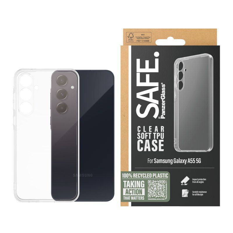 PanzerGlass SAFE. by TPU Case Samsung Galaxy A55 5G | Transparent coque de protection pour téléphones portables