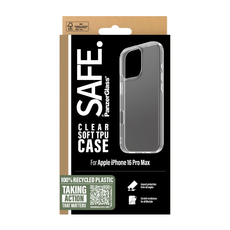 PanzerGlass SAFE. by TPU Case Transparent iPhone 16 Pro Max coque de protection pour téléphones portables Housse