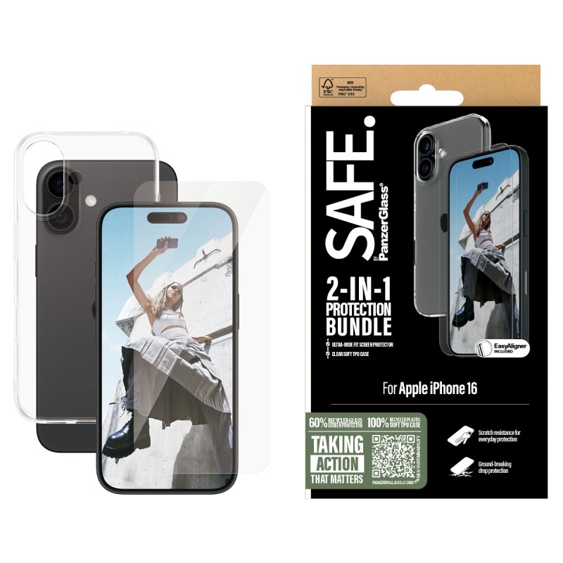 PanzerGlass SAFE. by 2-in-1 Protection Bundle iPhone 16