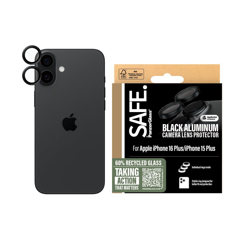 PanzerGlass SAFE. by Camera Lens Protector Black iPhone 16 | 16 Plus