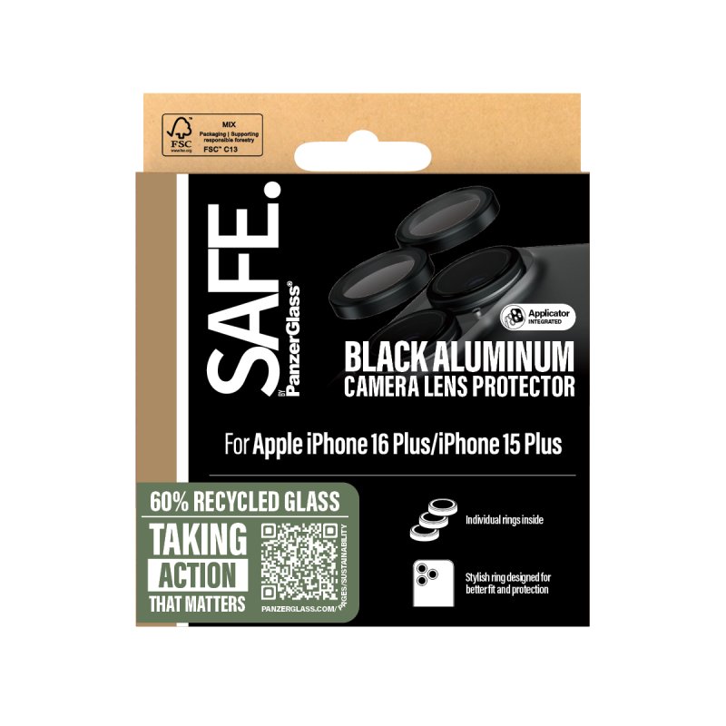 SAFE Camera Protector Black iPhone 16/16 Plus