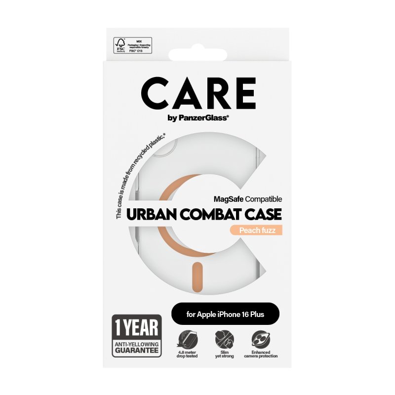 PanzerGlass CARE by Flagship Case Transparent Urban Combat w. Peachy MagSafe iPhone 16 Plus coque de protection pour