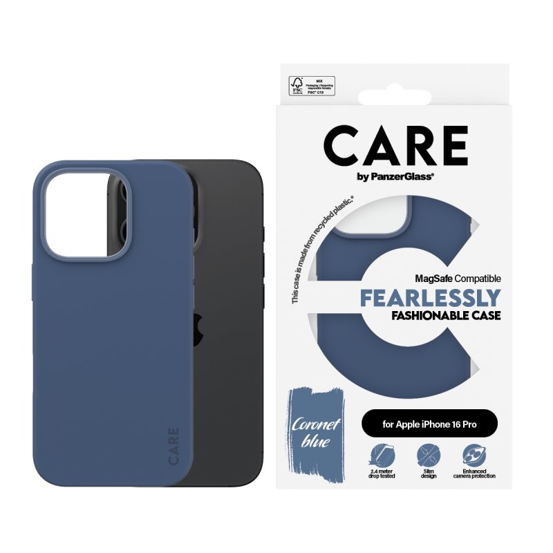 PanzerGlass CARE by Fashionable Case Blue w. MagSafe iPhone 16 Pro coque de protection pour téléphones portables