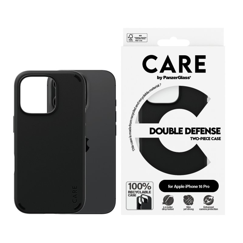 PanzerGlass CARE by Feature Case Double Defense Black iPhone 16 Pro