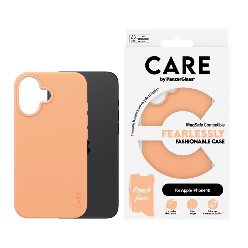 PanzerGlass CARE by Fashionable Case Peachy w. MagSafe iPhone 16 coque de protection pour téléphones portables