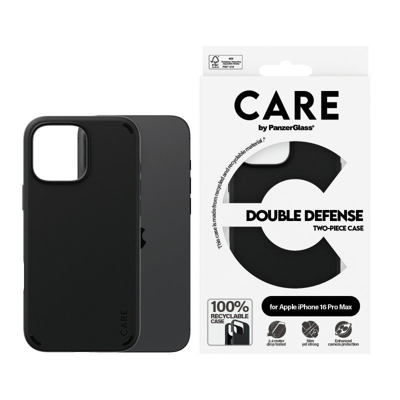 PanzerGlass CARE by Feature Case Double Defense Black iPhone 16 Pro Max