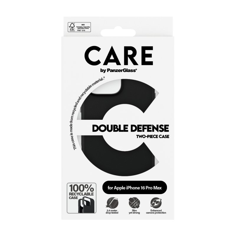 PanzerGlass CARE by Feature Case Double Defense Black iPhone 16 Pro Max
