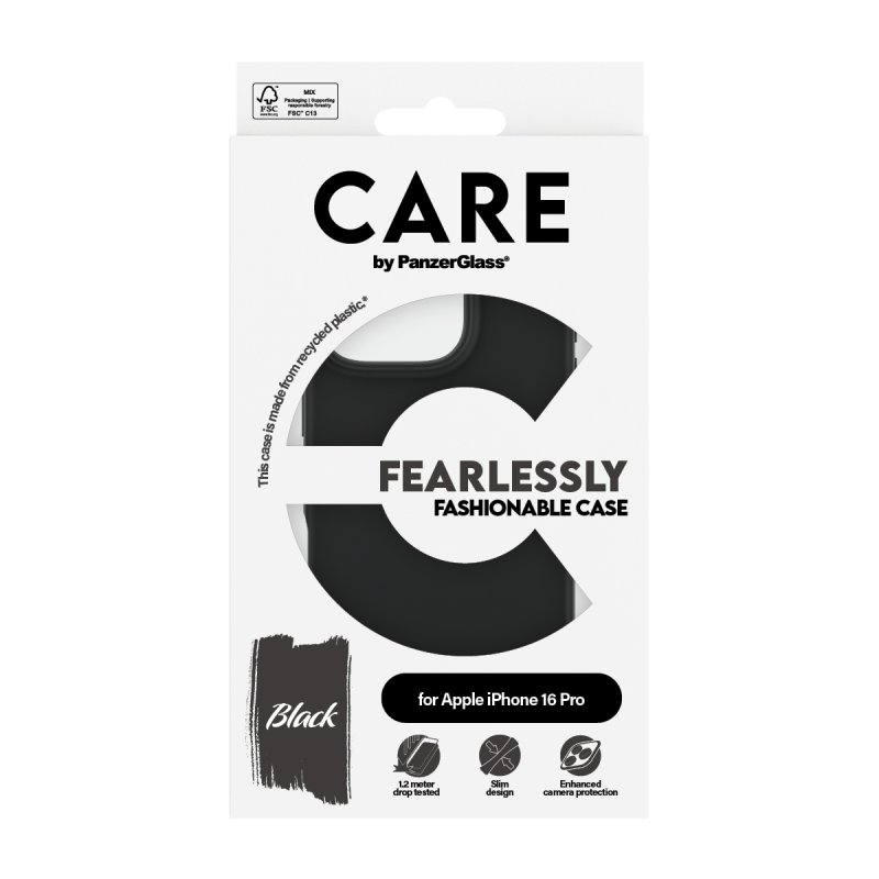 PanzerGlass CARE by Fashionable Case Black iPhone 16 Pro coque de protection pour téléphones portables Housse Noir