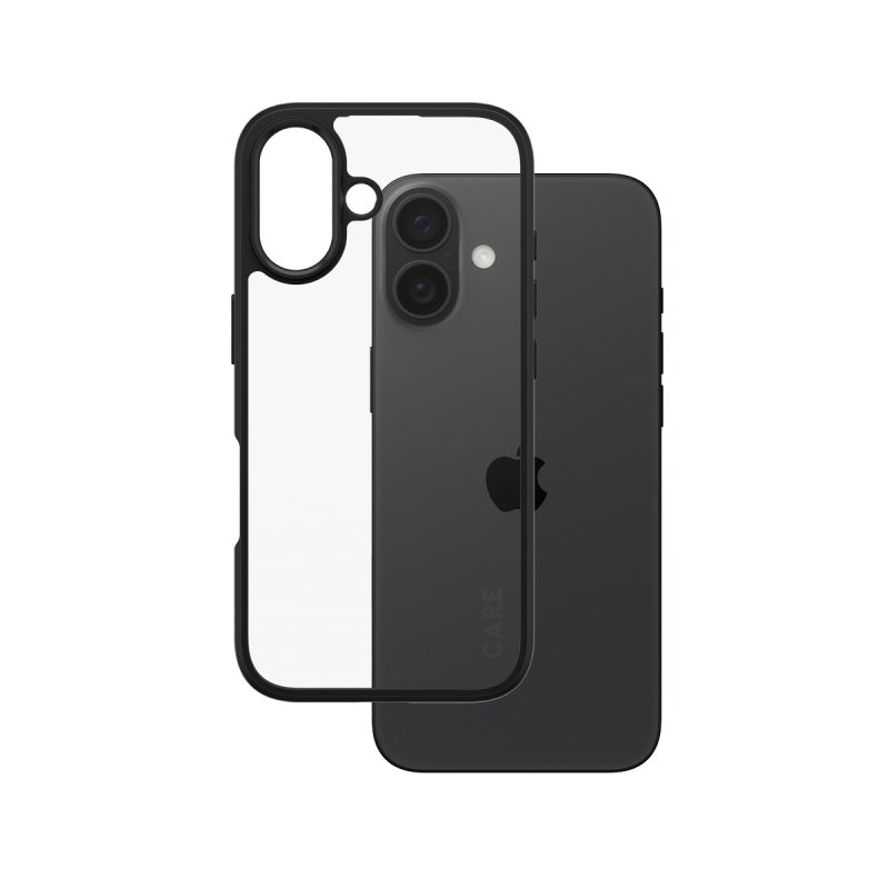 PanzerGlass CARE by Flagship Case Transparent Urban Combat w. Black Frame iPhone 16