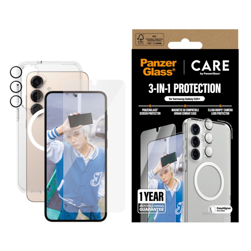 PanzerGlass CARE by Flagship 3-in-1 Bundle Samsung Galaxy S25 Protection d'écran transparent 1 pièce(s)