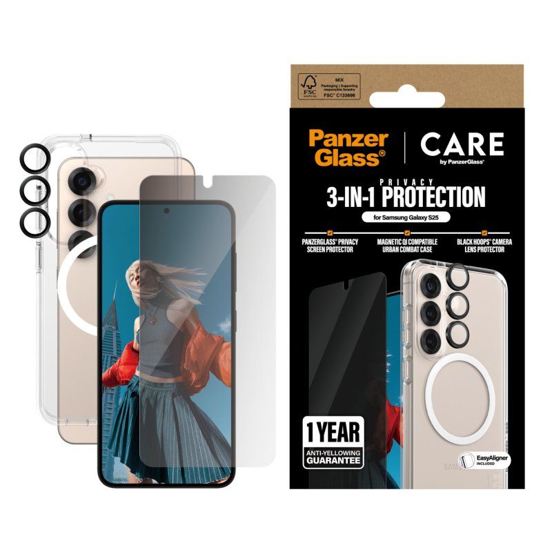 PanzerGlass CARE by Flagship 3-in-1 Privacy Bundle Samsung Galaxy S25