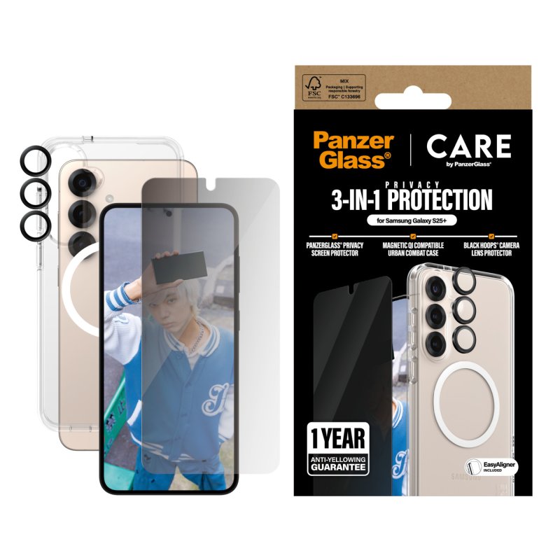 PanzerGlass CARE by Flagship 3-in-1 Privacy Bundle Samsung Galaxy S25 