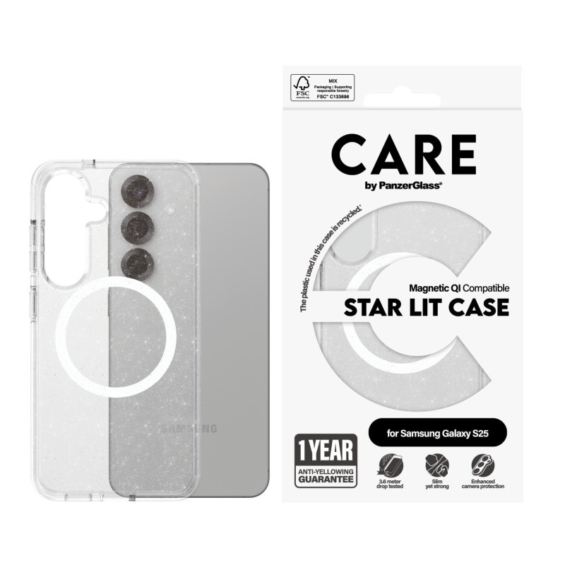 CARE Flagship Case Star Lit w. White QI Compatible Galaxy S25