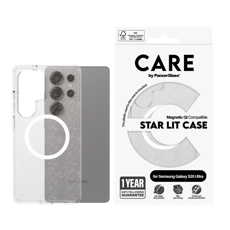 PanzerGlass CARE by Flagship Case Urban Combat Star Lit w. White Qi Compatible Samsung Galaxy S25 Ultra coque de