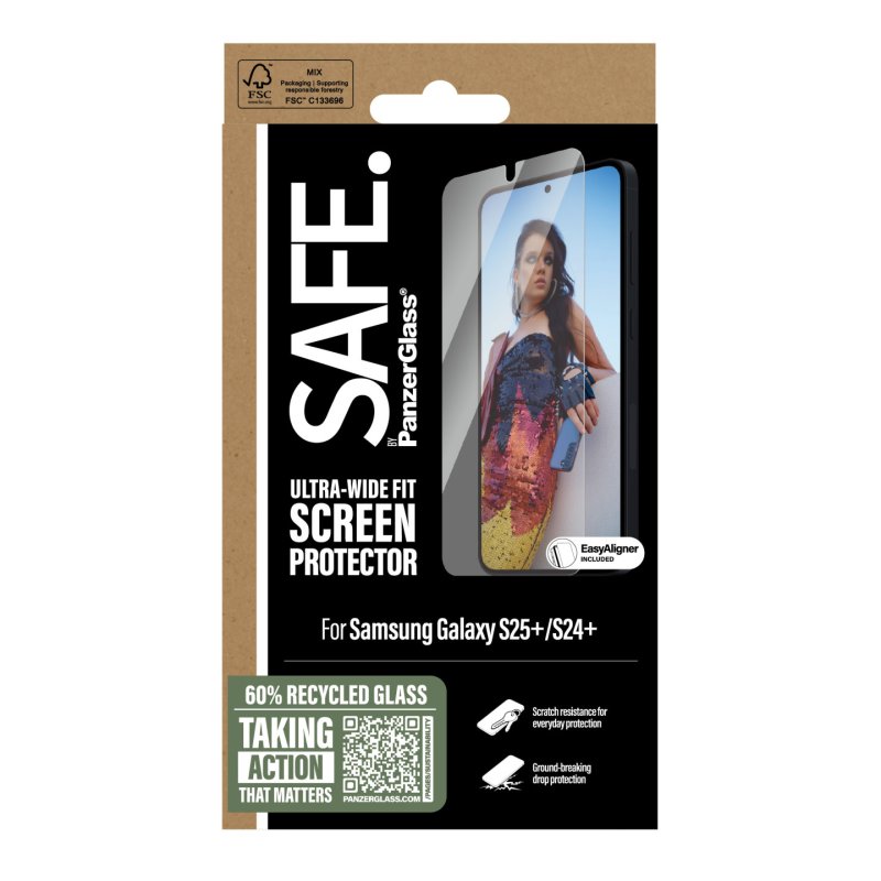PanzerGlass SAFE. by Screen Protector Samsung Galaxy S25 | S24 | Ultra-Wide Fit w. Aligner Protection d'écran