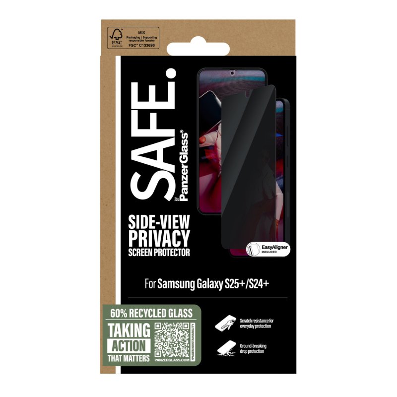 PanzerGlass SAFE. by Privacy Screen Protector Samsung Galaxy S25 | S24 | Ultra-Wide Fit Protection d'écran