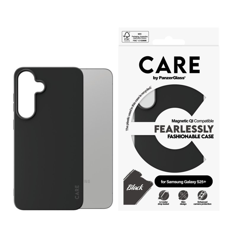 PanzerGlass CARE by Fashionable Case Black w. Qi Compatible Samsung Galaxy S25 