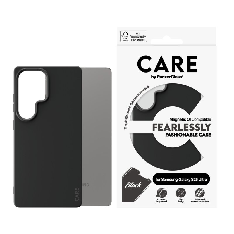 CARE Fashionable Case Black w. QI Compatible Galaxy S25 Ultra