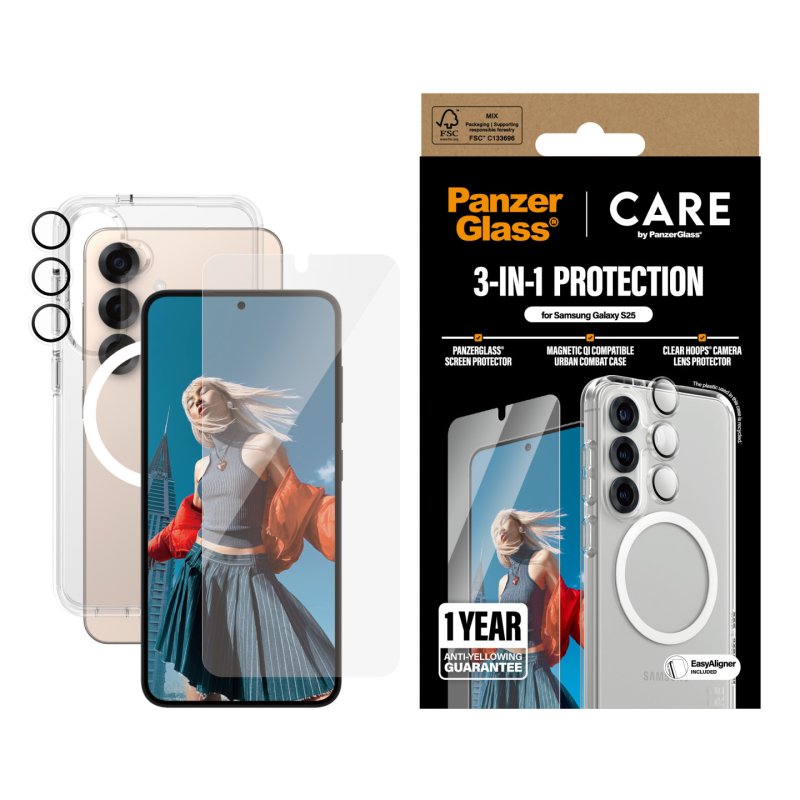 PanzerGlass CARE by Flagship 3-in-1 Bundle Samsung Galaxy S25