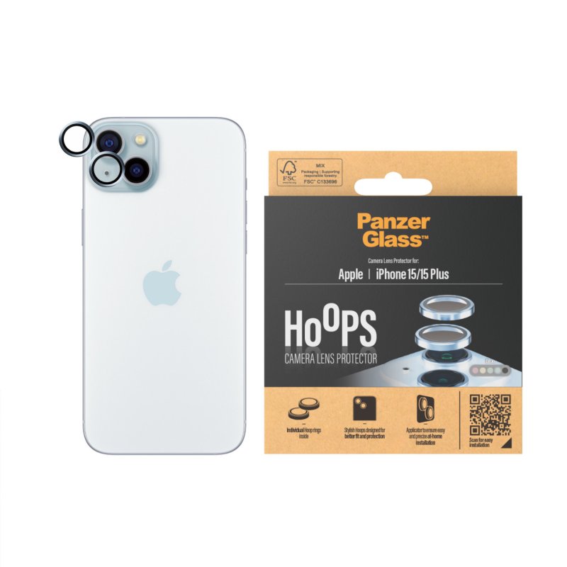 PanzerGlass Hoops Blue Camera Lens Protector iPhone 15 | 15 Plus Protection d'écran transparent Apple 1 pièce(s)