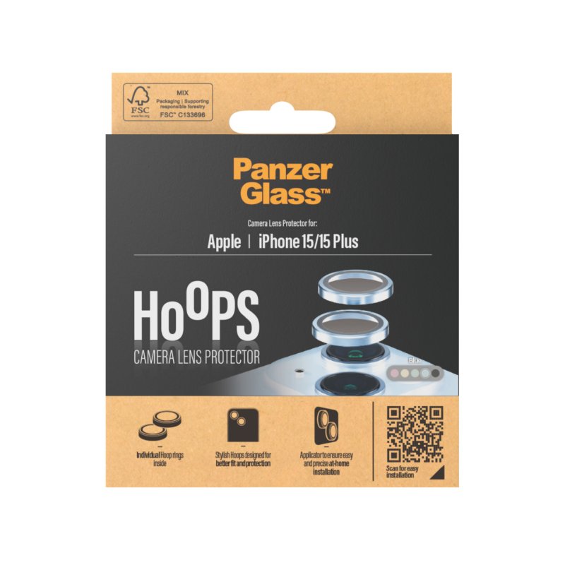 PanzerGlass Hoops Blue Camera Lens Protector iPhone 15 | 15 Plus Protection d'écran transparent Apple 1 pièce(s)