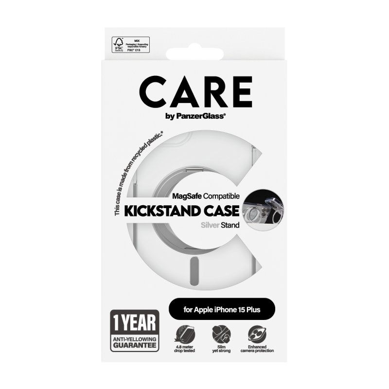 CARE Case Silver Kickstand & MagSafe iPhone 15 Plus