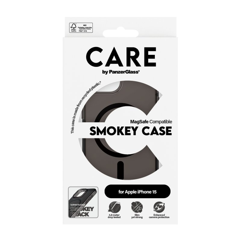 PanzerGlass CARE by Flagship Case Urban Combat Smokey w. Black MagSafe iPhone 15