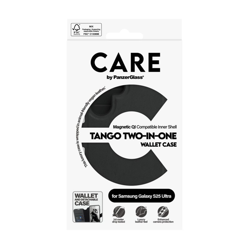 PanzerGlass CARE by Feature Case Tango Two-in-One Wallet w. Qi Compatible Samsung Galaxy S25 Ultra