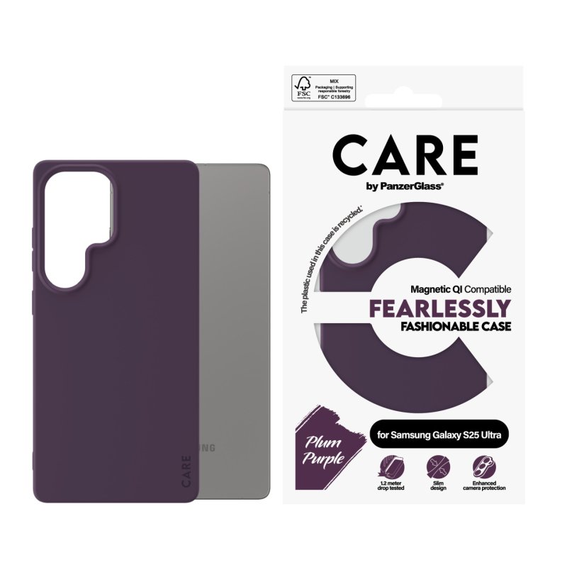 CARE Fashionable Case Plum Purple w. QI Galaxy S25 Ultra