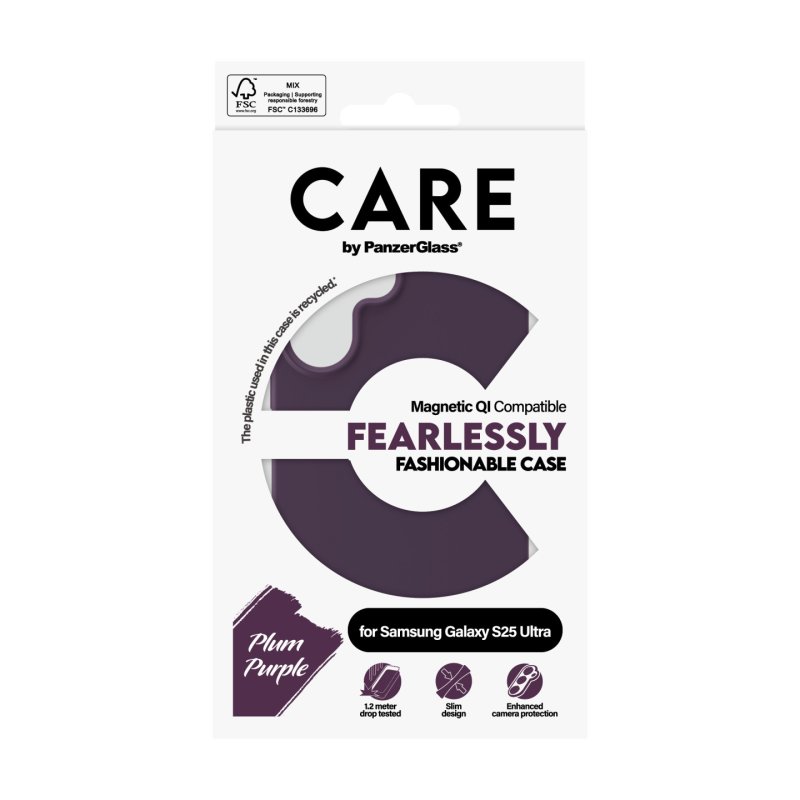 PanzerGlass CARE by Fashionable Case Plum Purple w. Qi Compatible Samsung Galaxy S25 Ultra