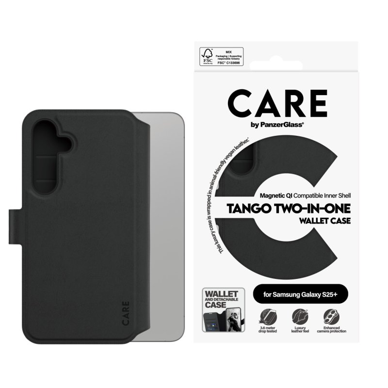 PanzerGlass CARE by Feature Case Tango Two-in-One Wallet w. Qi Compatible Samsung Galaxy S25 coque de protection pour