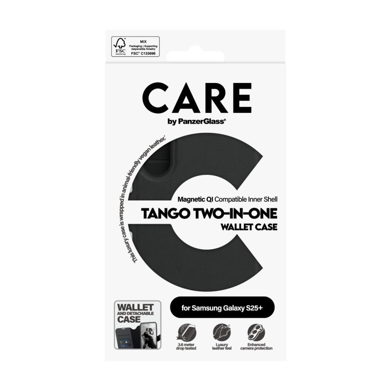 PanzerGlass CARE by Feature Case Tango Two-in-One Wallet w. Qi Compatible Samsung Galaxy S25 coque de protection pour