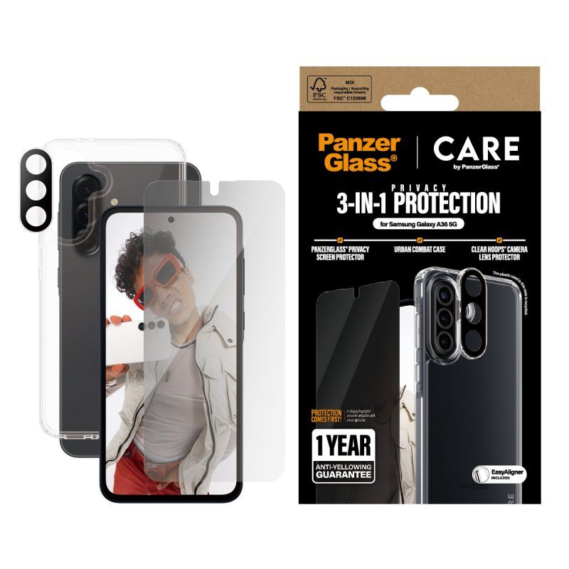 PanzerGlass CARE by Flagship 3-in-1 Privacy Bundle Samsung Galaxy A36 5G