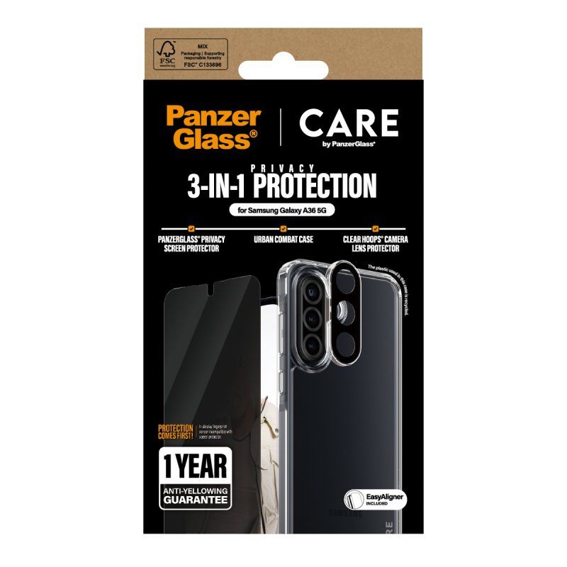 PanzerGlass CARE by Flagship 3-in-1 Privacy Bundle Samsung Galaxy A36 5G