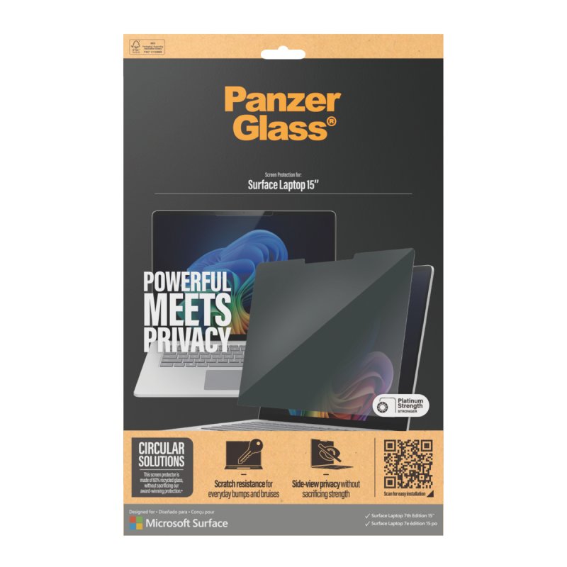 PanzerGlass Privacy Screen Protector Microsoft Surface Laptop 7th Edition 15'' | Ultra-Wide Fit