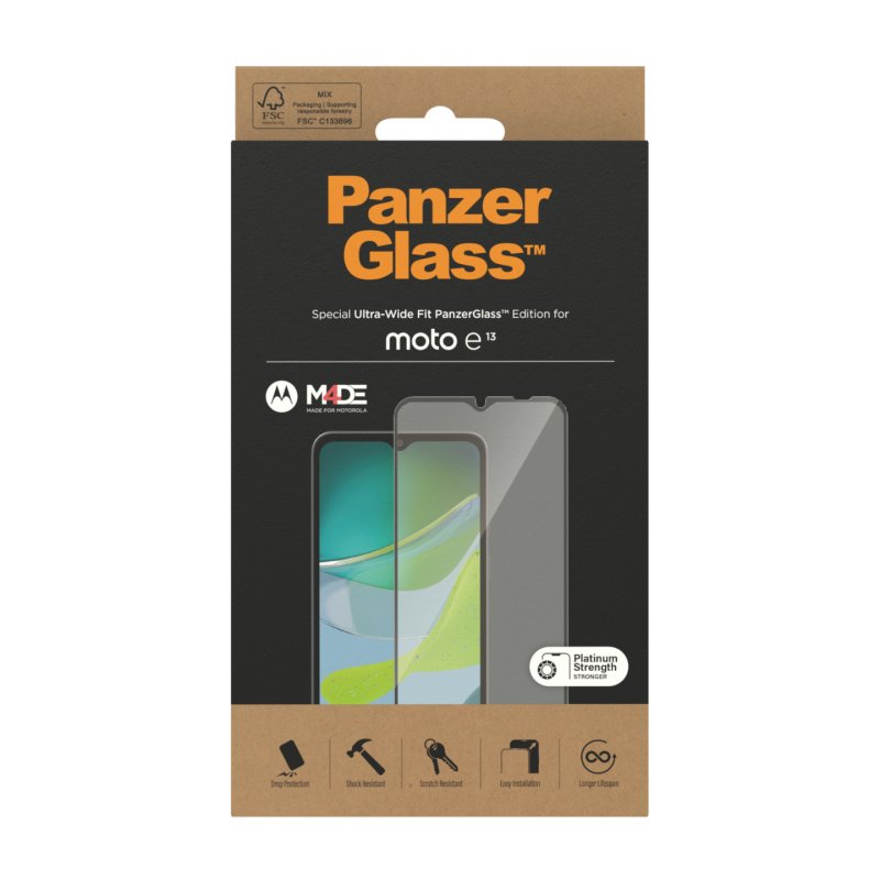 PanzerGlass Screen Protector Motorola moto e13 | Ultra-Wide Fit