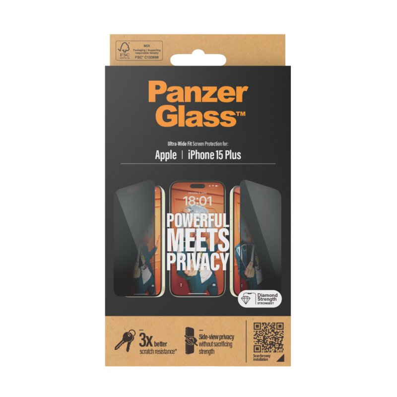 PanzerGlass Privacy Screen Protector iPhone 15 Plus | Ultra-Wide Fit Protection d'écran transparent Apple 1 pièce(s)