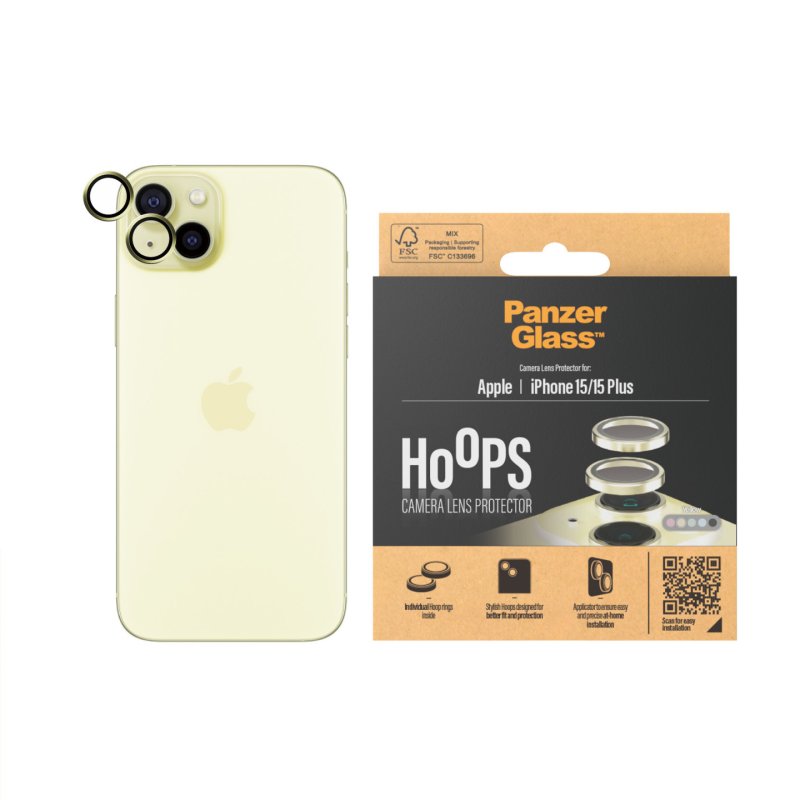 PanzerGlass Hoops Yellow Camera Lens Protector iPhone 15 | 15 Plus