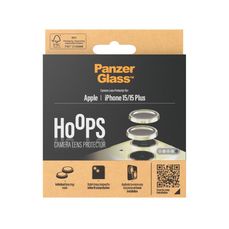 PanzerGlass Hoops Camera Protector iPhone 15. 15 Plus Yellow