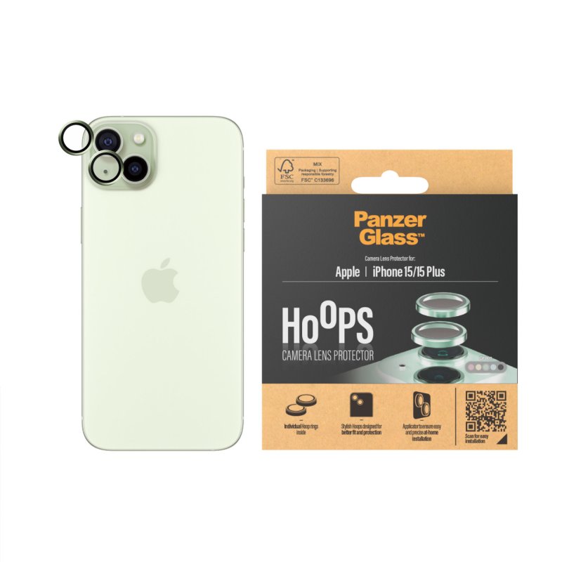 PanzerGlass Hoops Camera Protector iPhone 15. 15 Plus Green
